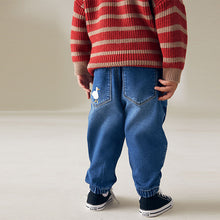 Load image into Gallery viewer, Mid Blue Farmyard Pull-On Cuffed Jeans (3mths-6yrs)

