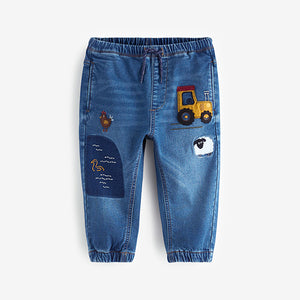 Mid Blue Farmyard Pull-On Cuffed Jeans (3mths-6yrs)