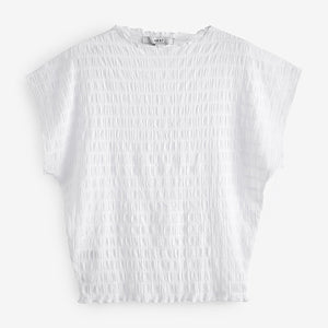 White Short Sleeve Textured T-Shirt