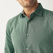 Load image into Gallery viewer, Dark Green Regular Fit Textured Trimmed Single Cuff Shirt
