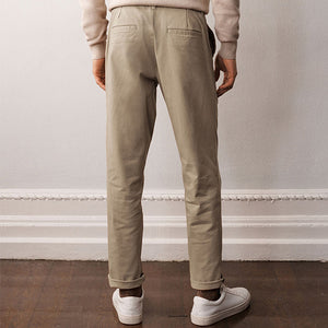 Stone Straight Fit Stretch Chino Trousers