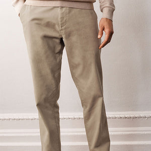 Stone Straight Fit Stretch Chino Trousers