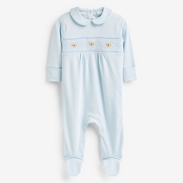 Pale Blue Collared Baby Sleepsuit (0-1.5-2yrs)