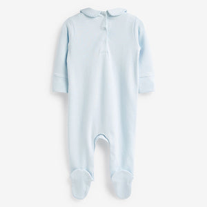 Pale Blue Collared Baby Sleepsuit (0-1.5-2yrs)