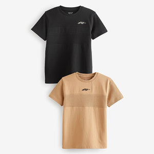 Black/Tan Brown Textured T-Shirts 2 Pack (3-12yrs)