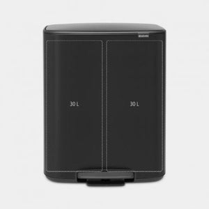 Brabantia Bo Pedal Bin, 2 x 30L Matt Black