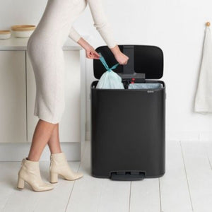 Brabantia Bo Pedal Bin, 2 x 30L Matt Black