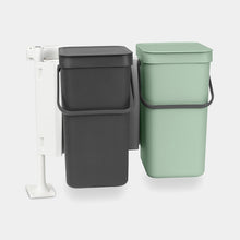 Load image into Gallery viewer, Brabantia Sort &amp; Go Built-in Bin, 2 x 12 L Jade Green/Grey
