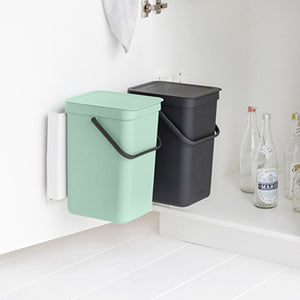 Brabantia Sort & Go Built-in Bin, 2 x 12 L Jade Green/Grey