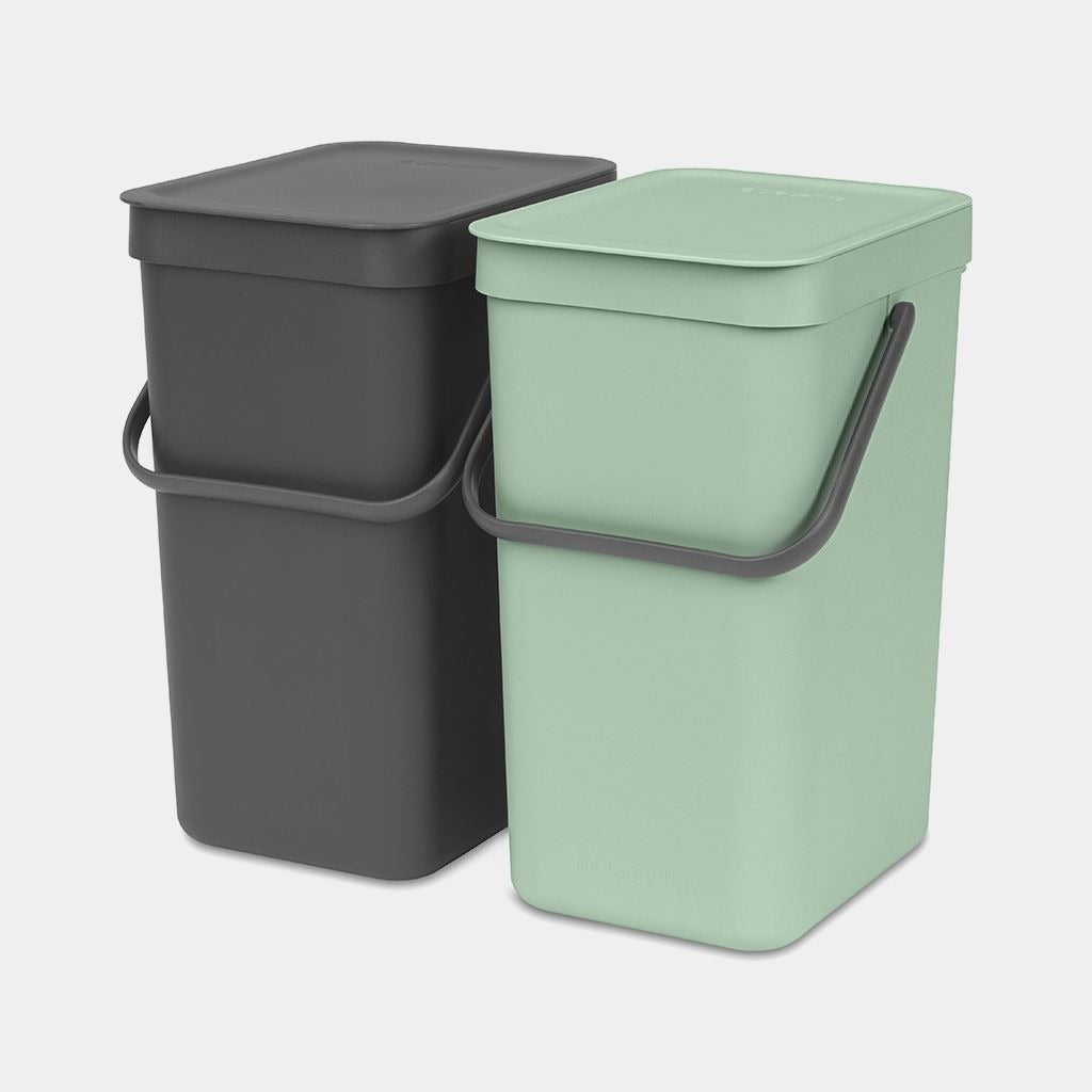 Brabantia Sort & Go Built-in Bin, 2 x 12 L Jade Green/Grey