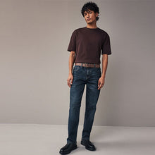Load image into Gallery viewer, Blue Straight Fit Belted Jeans
