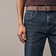 Load image into Gallery viewer, Blue Straight Fit Belted Jeans
