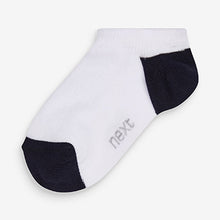 Load image into Gallery viewer, White 7 Pack No Show Cotton Rich Trainer Socks (Older Boys)

