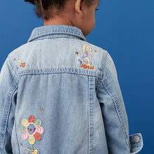 Load image into Gallery viewer, Mid Blue 100% Cotton Denim Embroidered Unicorn Jacket (3mths-5-6yrs)
