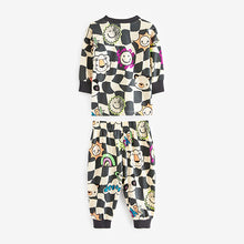 Load image into Gallery viewer, Black/White Character Checkerboard Oversized Single 100% Cotton Pyjamas (12mths-6yrs)
