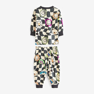Black/White Character Checkerboard Oversized Single 100% Cotton Pyjamas (12mths-6yrs)