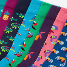 Load image into Gallery viewer, Bright Animals Fun Pattern Socks 8 Pack
