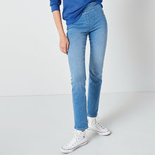 Load image into Gallery viewer, Mid Blue Denim Super Stretch Soft Sculpt Pull-On Slim Leggings

