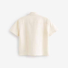 Load image into Gallery viewer, Ecru White 100% Cotton Short Sleeve Textured Shirt
