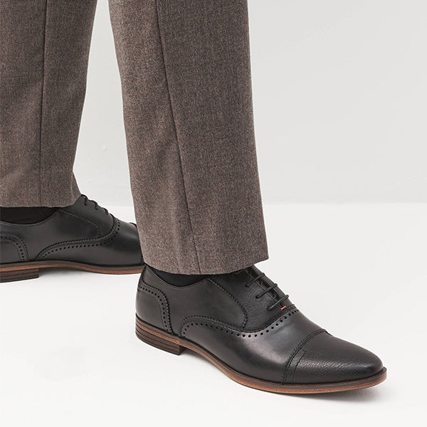 Black Oxford Toe Cap Shoes