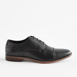Black Oxford Toe Cap Shoes