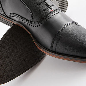 Black Oxford Toe Cap Shoes