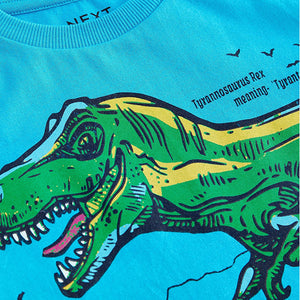 Blue Dinos 100% Cotton Short Sleeve Graphic T-Shirt (3-10yrs)