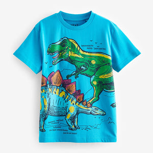 Blue Dinos 100% Cotton Short Sleeve Graphic T-Shirt (3-10yrs)