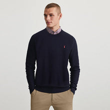 Load image into Gallery viewer, Navy Blue/Red Mock Shirt Jumper
