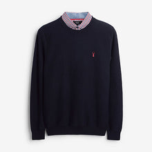 Load image into Gallery viewer, Navy Blue/Red Mock Shirt Jumper
