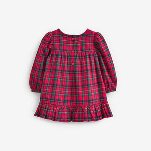 Red Baby Check Woven Dress (0mths-18mths)