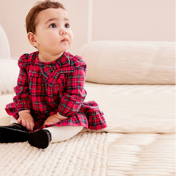 Red Baby Check Woven Dress (0mths-18mths)