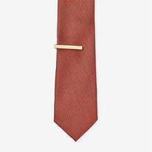 Load image into Gallery viewer, Rust Brown Textured Tie And Clip Set
