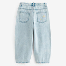 Load image into Gallery viewer, Light Blue Denim 100% Cotton Floral Embroidered Balloon Jeans (3-12yrs)
