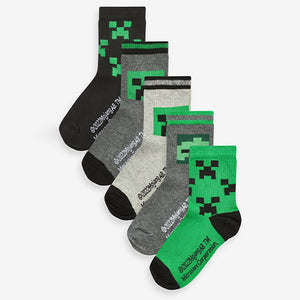 Minecraft Creeper License Character 5 Pack Cotton Rich Socks