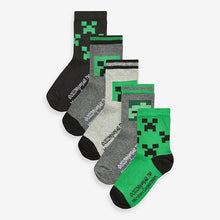 Load image into Gallery viewer, Minecraft Creeper License Character 5 Pack Cotton Rich Socks
