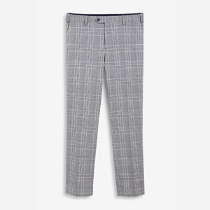 Grey Slim Fit Check Suit: Trousers with Motionflex Waistband