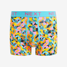 Load image into Gallery viewer, Blue/Green/Yellow Geometric A-Front Boxers 4 Pack
