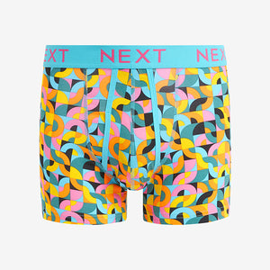 Blue/Green/Yellow Geometric A-Front Boxers 4 Pack