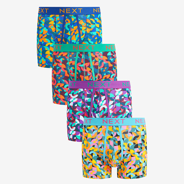 Blue/Green/Yellow Geometric A-Front Boxers 4 Pack