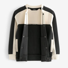 Load image into Gallery viewer, Cream/Black Colourblock Smart Bomber Jacket (3-12yrs)
