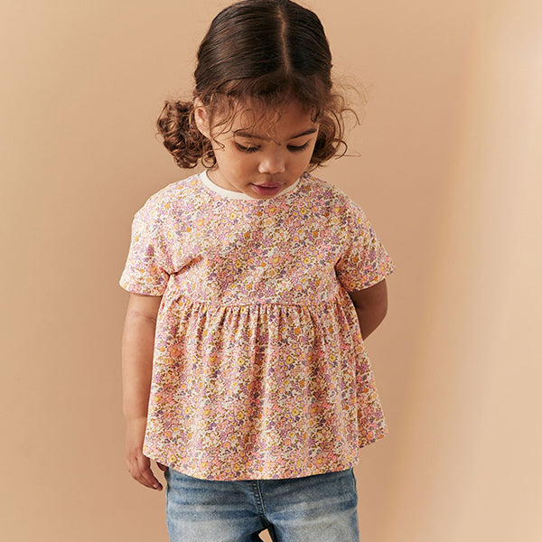 Pink Floral Ditsy Short Sleeve Empire T-Shirt (3mths-5-6yrs)