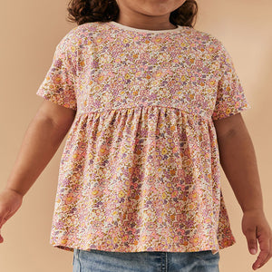 Pink Floral Ditsy Short Sleeve Empire T-Shirt (3mths-5-6yrs)