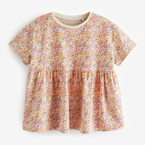 Pink Floral Ditsy Short Sleeve Empire T-Shirt (3mths-5-6yrs)