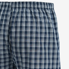 Load image into Gallery viewer, Mixed Blue Check 4 pack Woven Pure 100% Cotton Boxers
