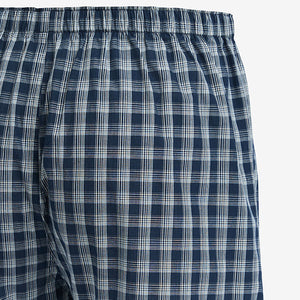 Mixed Blue Check 4 pack Woven Pure 100% Cotton Boxers