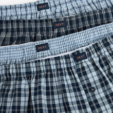 Load image into Gallery viewer, Mixed Blue Check 4 pack Woven Pure 100% Cotton Boxers
