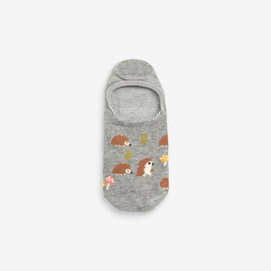 Green/Oat Cream Winter Animal Invisible Socks 5 Pack