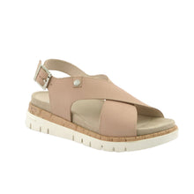 Load image into Gallery viewer, Women&#39;s sandals mid-high sole beige leather
