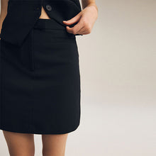 Load image into Gallery viewer, Black Tailored Stretch Mini Skirt
